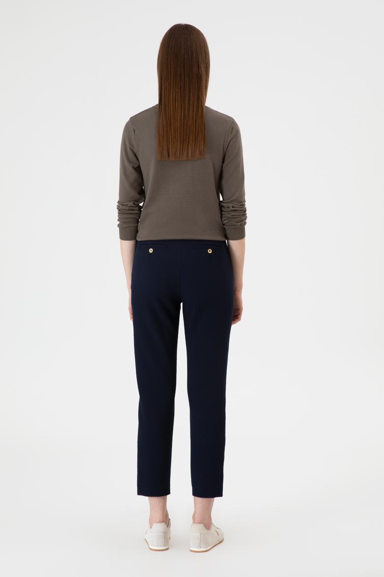 Kadın Açık Lacivert Carrot High Waist Fit Kanvas Pantolon - 50309273034