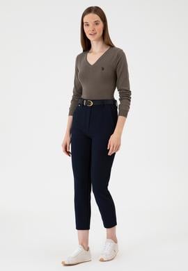 Kadın Açık Lacivert Carrot High Waist Fit Kanvas Pantolon - 50309273034