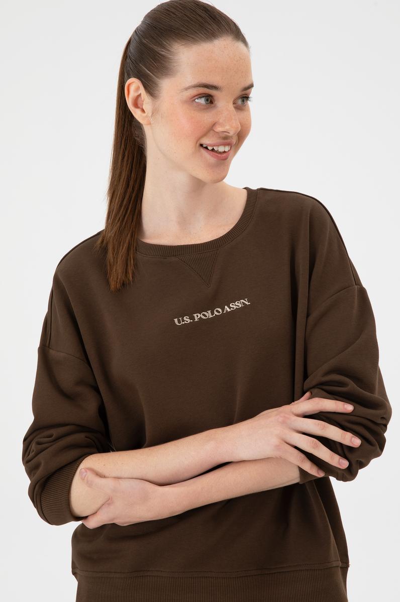 Kadın Kahverengi Bisiklet Yaka Sweathırt