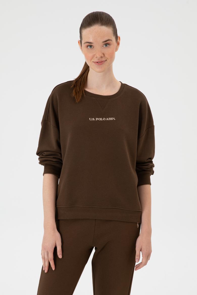 Kadın Kahverengi Bisiklet Yaka Sweathırt