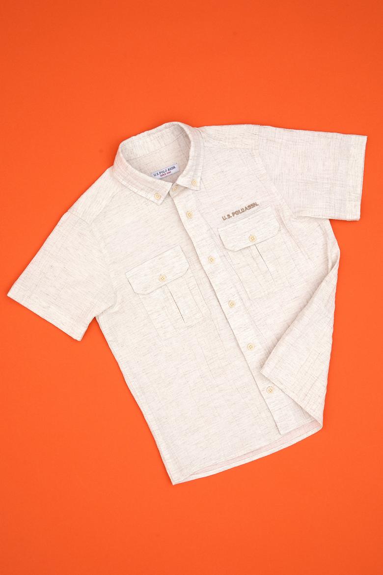 Erkek Çocuk Krem Kısa Kollu Gömlek