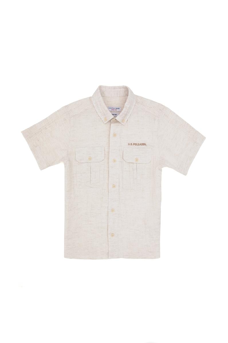 Erkek Çocuk Krem Kısa Kollu Gömlek