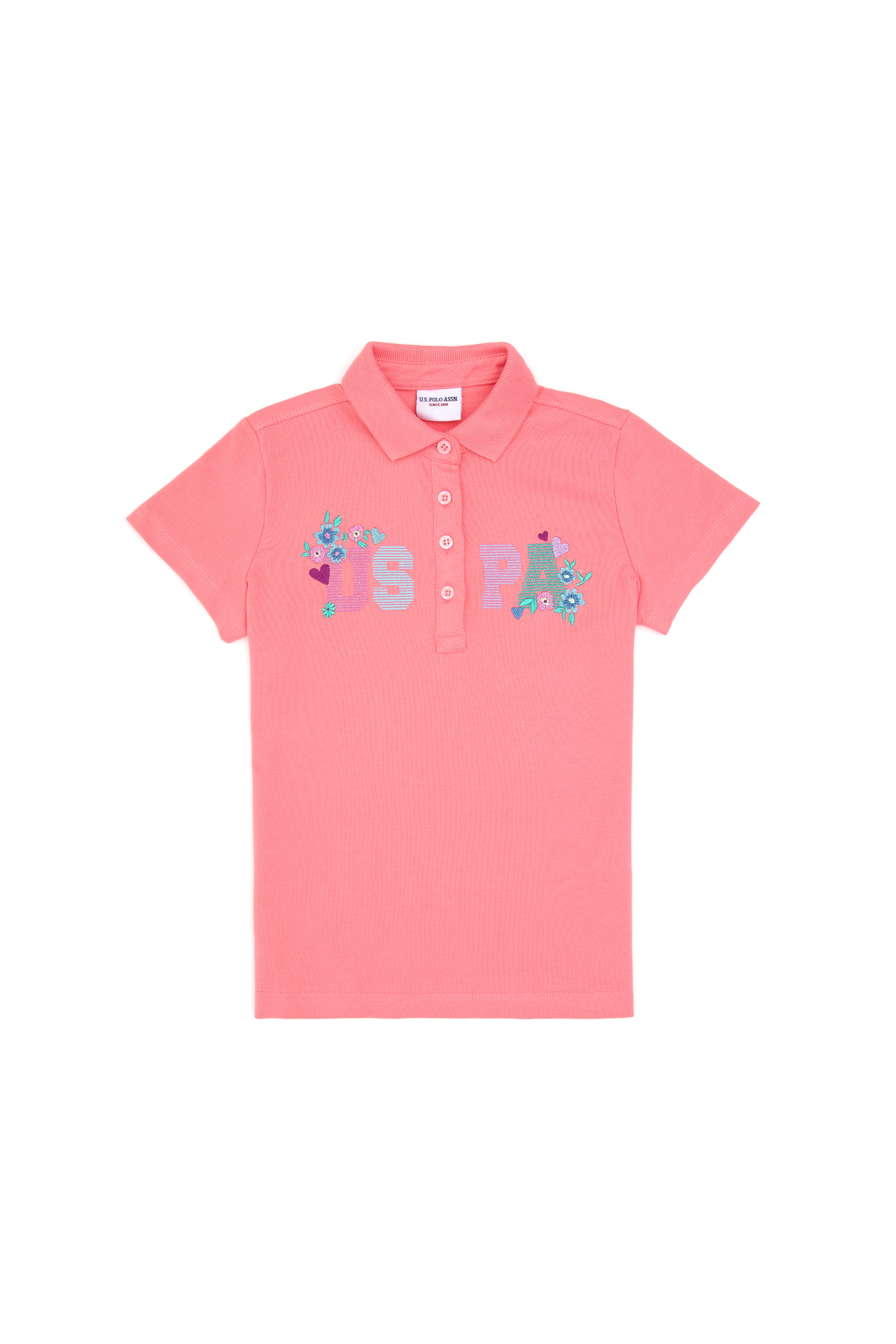 Kız Çocuk Açık Pembe Polo Yaka Tişört