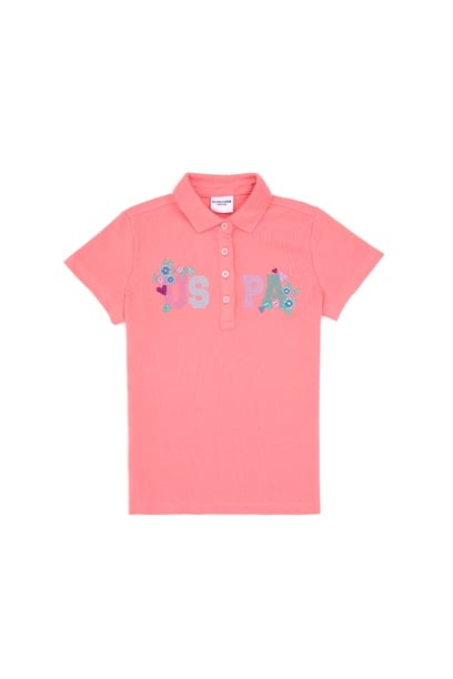Kız Çocuk Açık Pembe Polo Yaka Tişört