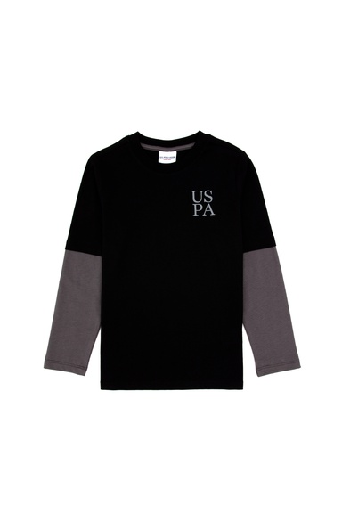 Erkek Çocuk Siyah Bisiklet Yaka Basic Sweatshirt