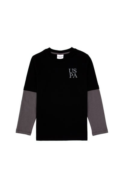 Erkek Çocuk Siyah Bisiklet Yaka Basic Sweatshirt