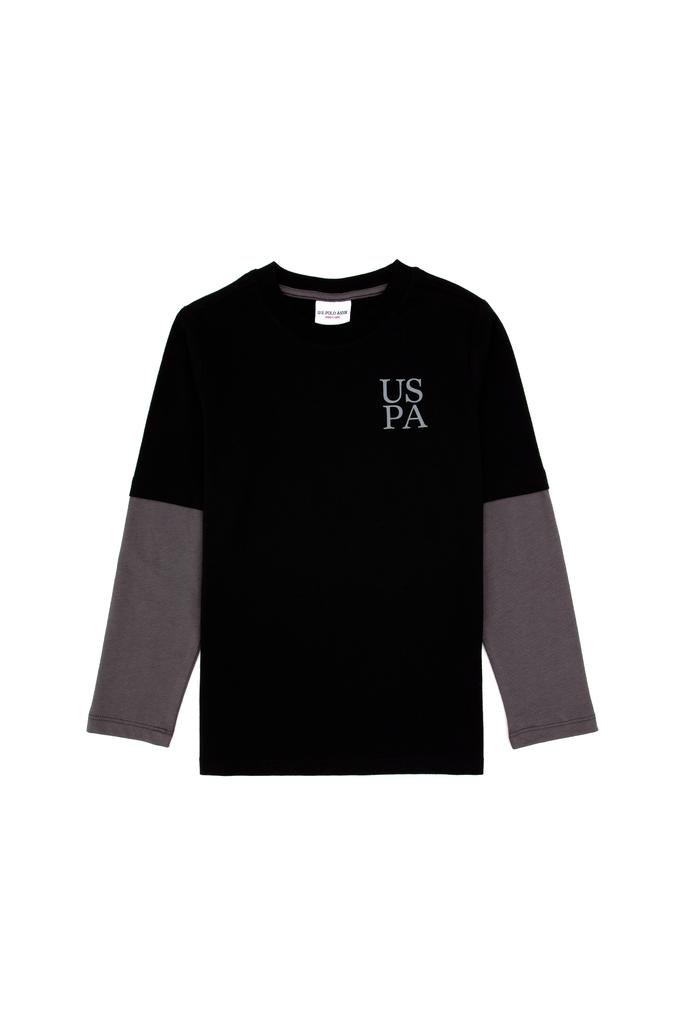 Erkek Çocuk Siyah Bisiklet Yaka Basic Sweatshirt