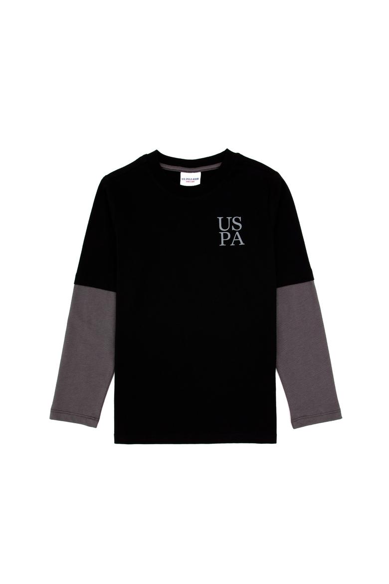 Erkek Çocuk Siyah Bisiklet Yaka Basic Sweatshirt