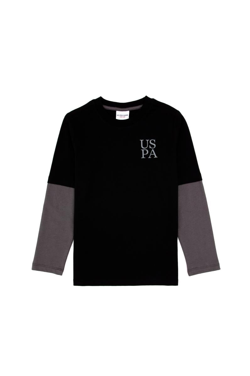 Erkek Çocuk Siyah Bisiklet Yaka Basic Sweatshirt