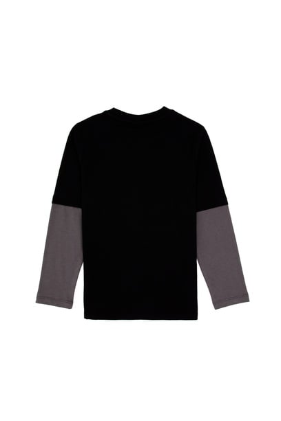 Erkek Çocuk Siyah Bisiklet Yaka Basic Sweatshirt