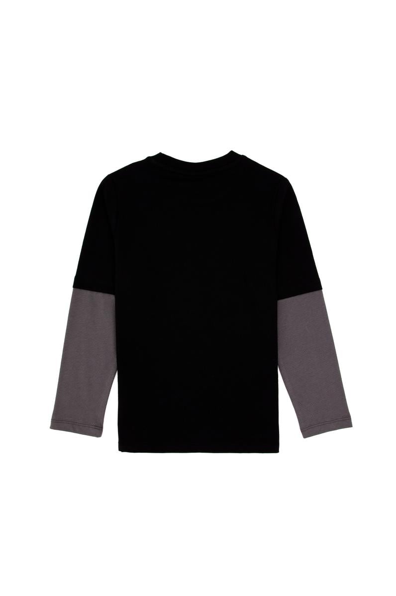 Erkek Çocuk Siyah Bisiklet Yaka Basic Sweatshirt