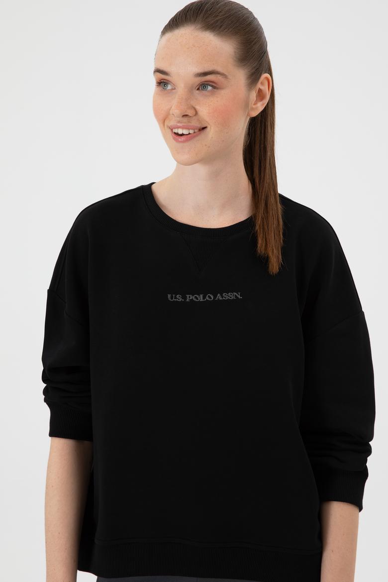 Kadın Siyah Bisiklet Yaka Sweathırt - 50313562008