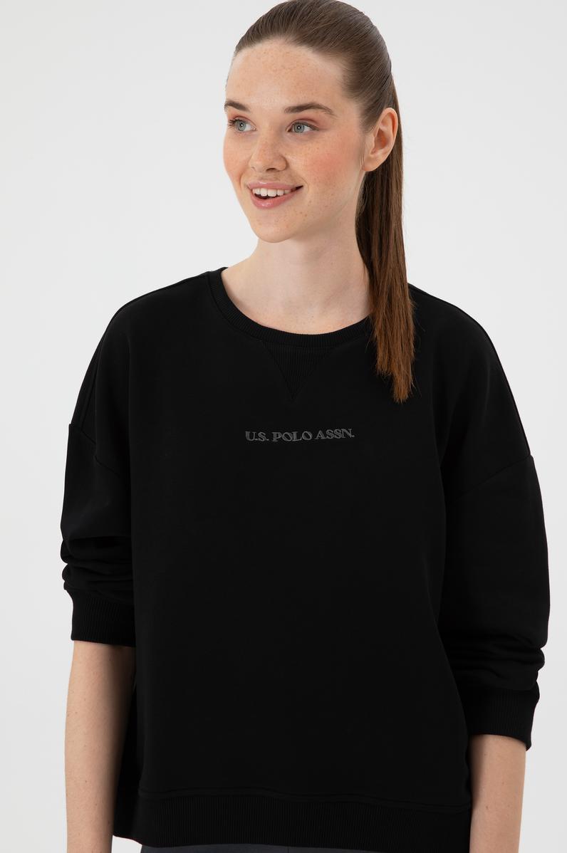 Kadın Siyah Bisiklet Yaka Sweathırt