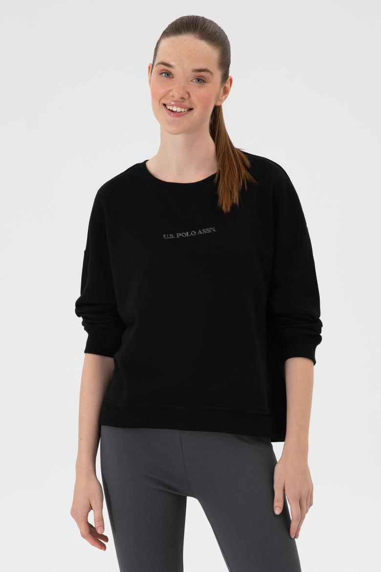 Kadın Siyah Bisiklet Yaka Sweathırt