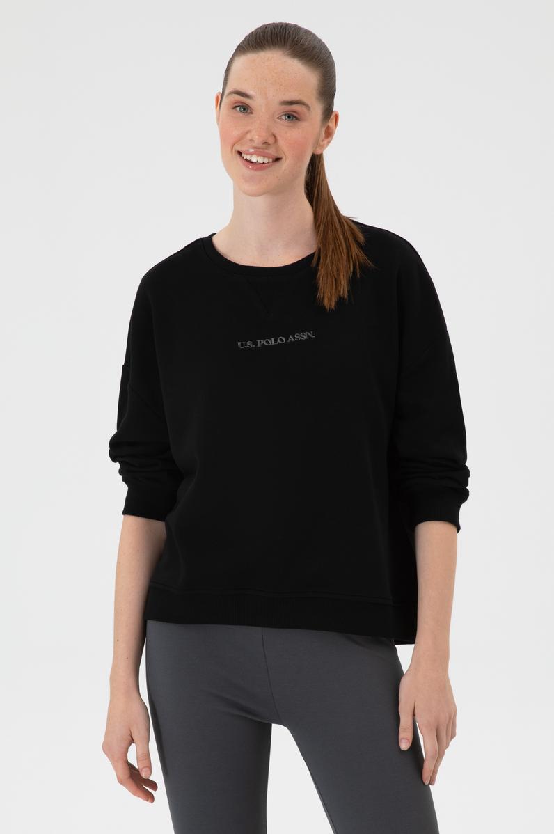 Kadın Siyah Bisiklet Yaka Sweathırt