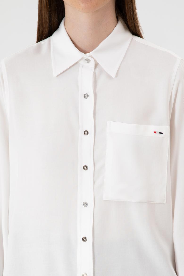 Kadın Beyaz Uzun Kollu Gömlek - 50316412018