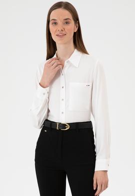 Kadın Beyaz Uzun Kollu Gömlek - 50316412018