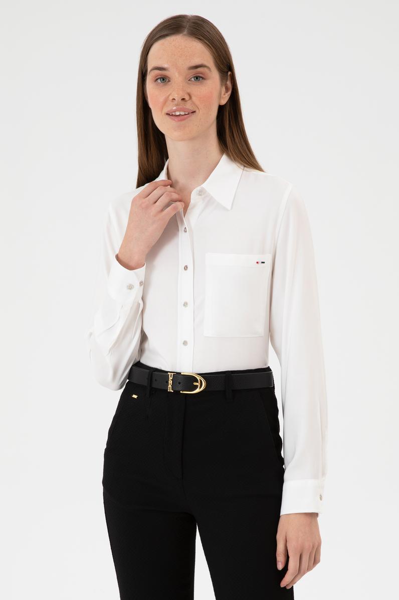 Kadın Beyaz Uzun Kollu Gömlek