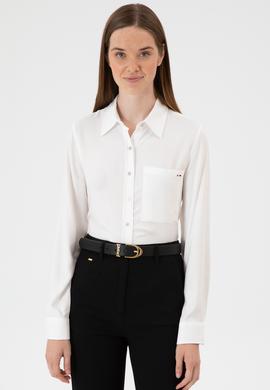 Kadın Beyaz Uzun Kollu Gömlek - 50316412018