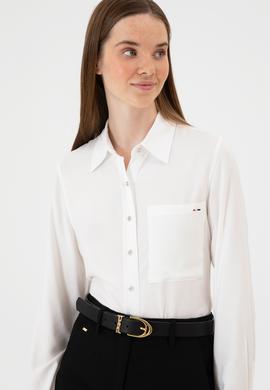 Kadın Beyaz Uzun Kollu Gömlek - 50316412018