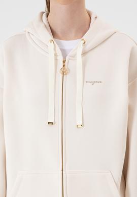 Kadın Krem Şardonlu Kapüşonlu Sweatshırt - 50314130061