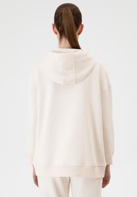 Kadın Krem Şardonlu Kapüşonlu Sweatshırt - 50314130061