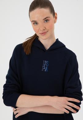 Kadın Lacivert Yırtmaçlı Kapüşonlu Sweatshırt - 50313611016