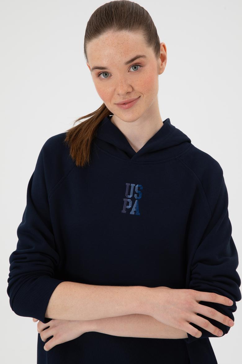 Kadın Lacivert Yırtmaçlı Kapüşonlu Sweatshırt - 50313611016