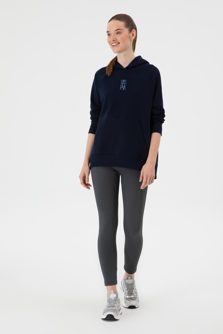 Kadın Lacivert Yırtmaçlı Kapüşonlu Sweatshırt - 50313611016