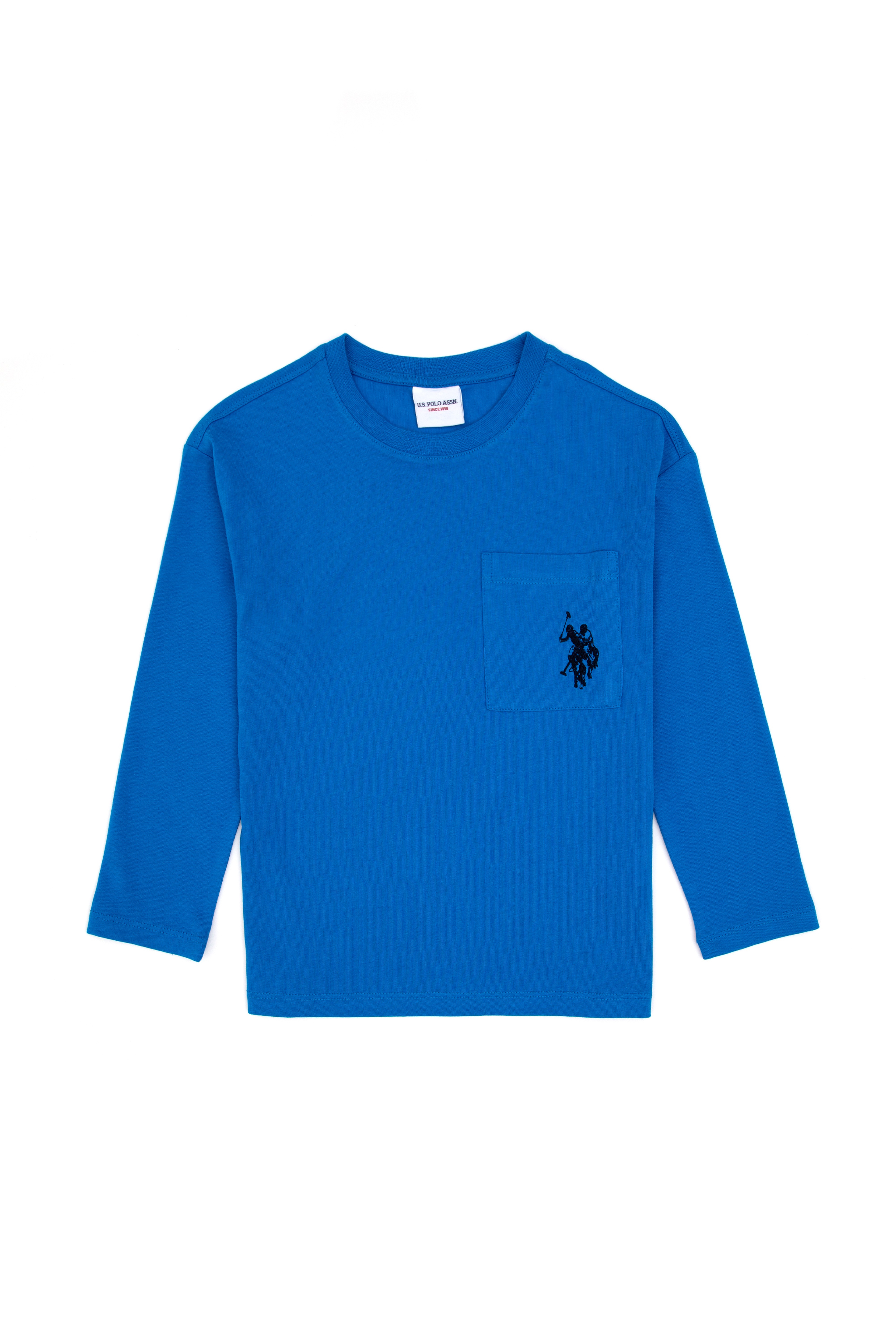 Erkek Çocuk Koyu Mavi Bisiklet Yaka Sweatshirt - Image 1