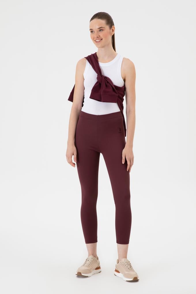 Kadın Bordo Yüksek Bel Toparlayıcı Günlük Tayt