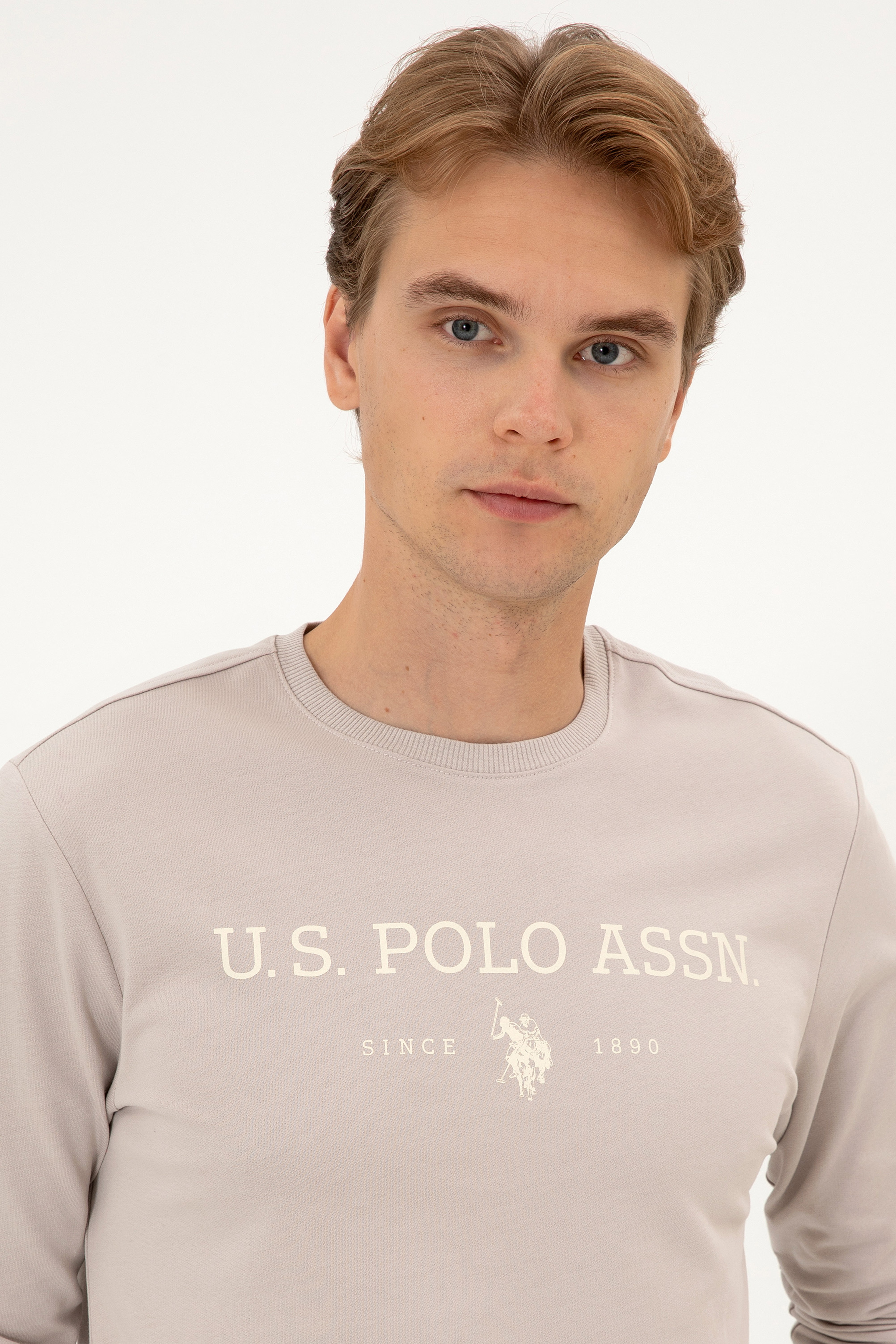 Erkek Regular Fit Bisiklet Yaka Taş İnce Basic Sweatshirt - Image 2