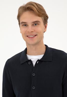 Erkek Lacivert Basic Triko Hırka - 50313690037