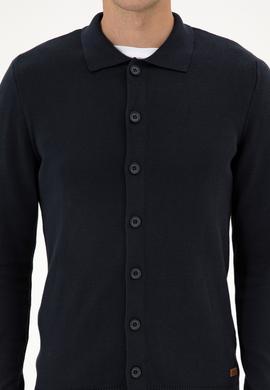 Erkek Lacivert Basic Triko Hırka - 50313690037