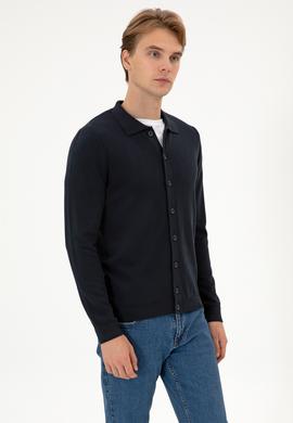 Erkek Lacivert Basic Triko Hırka - 50313690037