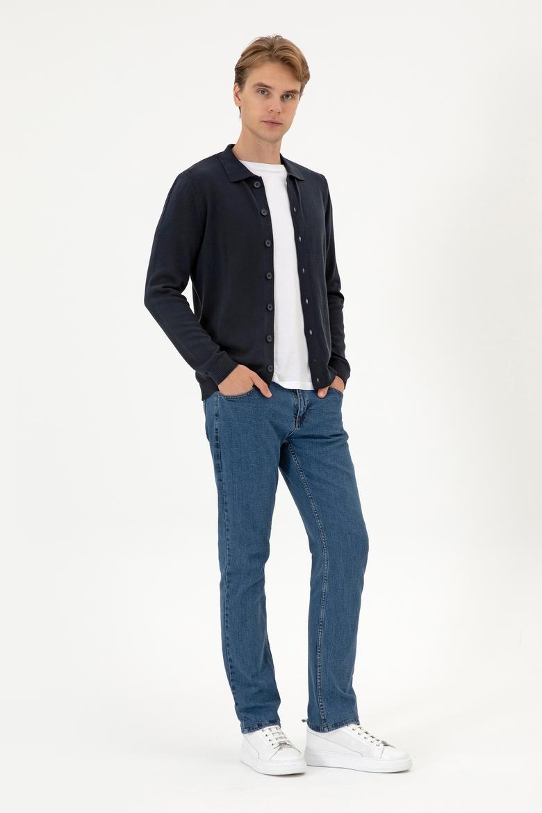 Erkek Lacivert Basic Triko Hırka - 50313690037