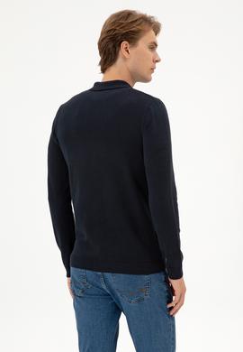 Erkek Lacivert Basic Triko Hırka - 50313690037