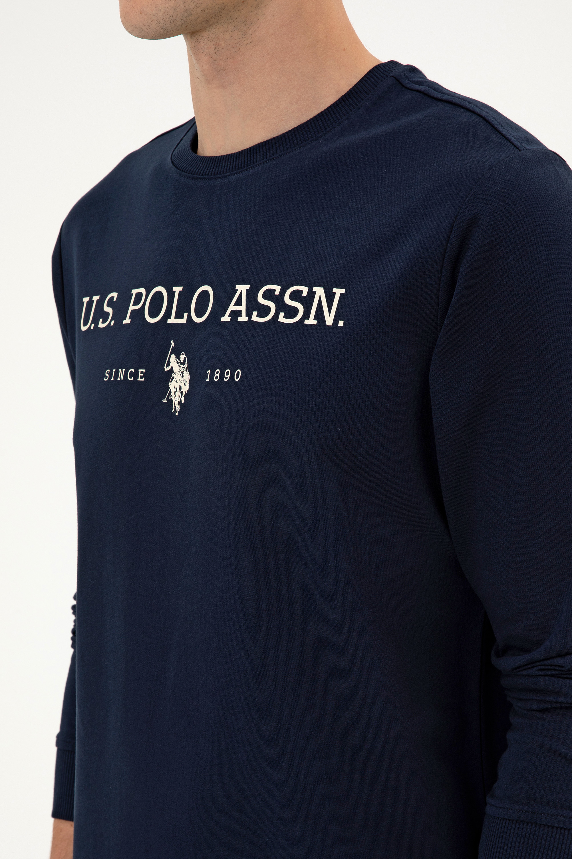 Erkek Regular Fit Bisiklet Yaka Lacivert İnce Basic Sweatshirt - Image 7