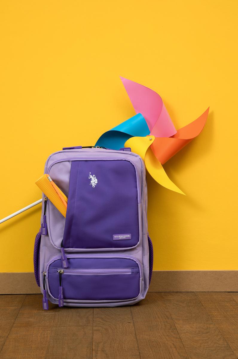 Kız Çocuk Mor Blok Renkli Okul Çantası
