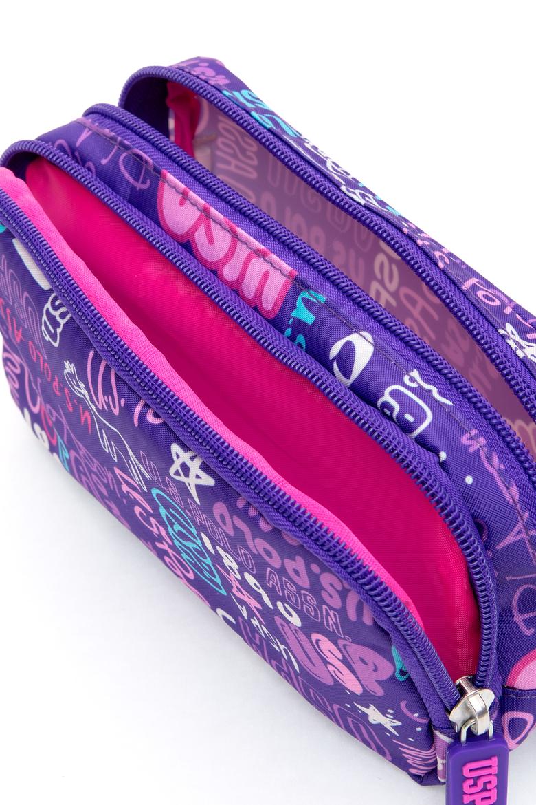 Kız Çocuk Mor Renkli Baskılı Çift Gözlü Kalemlik - 50315155001