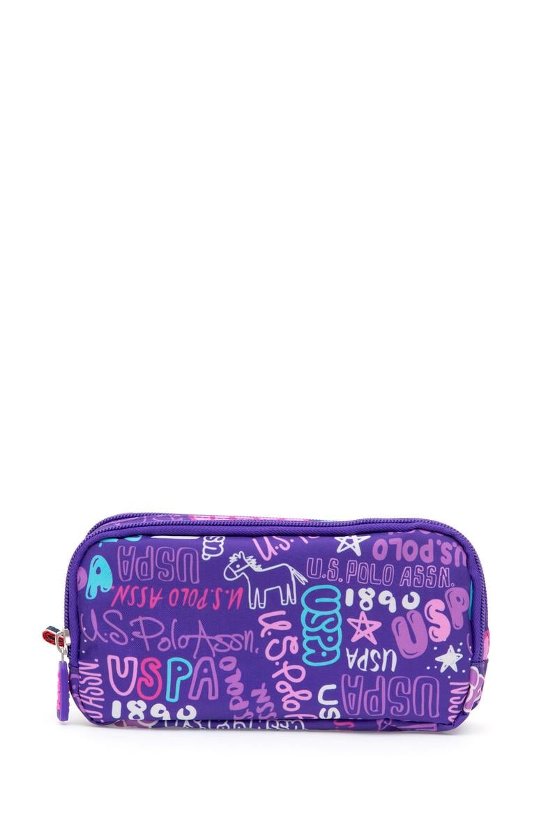 Kız Çocuk Mor Renkli Baskılı Çift Gözlü Kalemlik