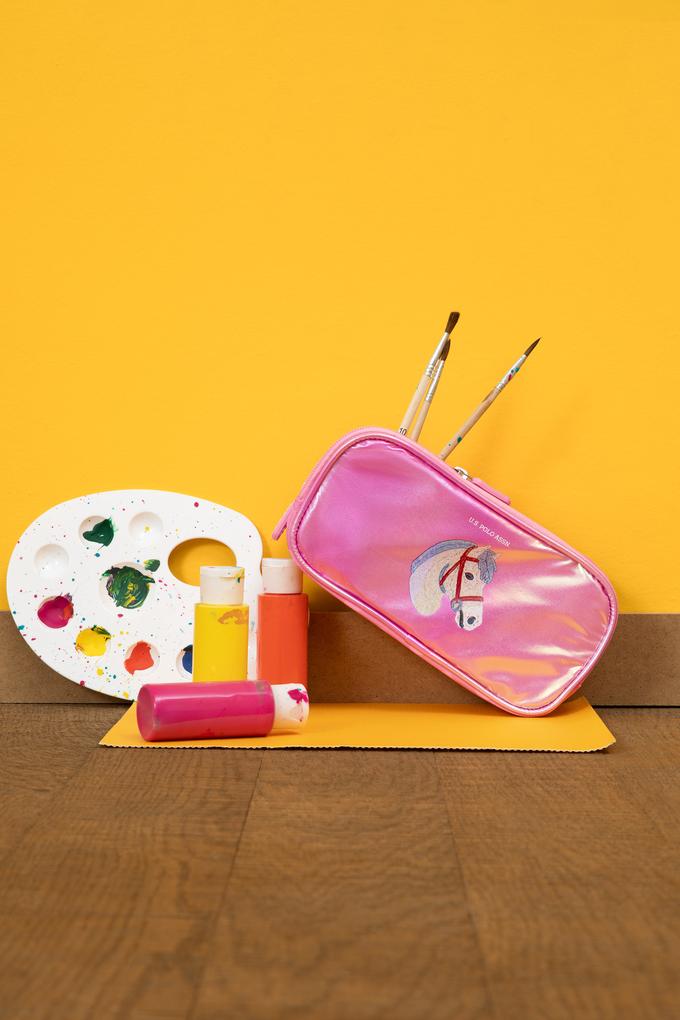 Kız Çocuk Pembe Çift Gözlü Parlak Kalemlik