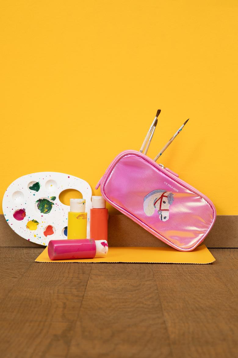 Kız Çocuk Pembe Çift Gözlü Parlak Kalemlik