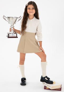 Kız Çocuk Krem Polo Yaka Basic Sweatshirt - 50296377014