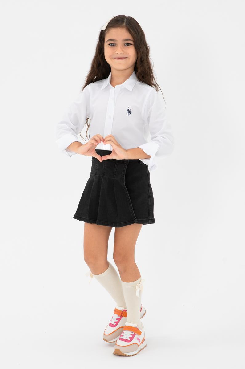 Kız Çocuk Beyaz Uzun Kollu Basic Gömlek