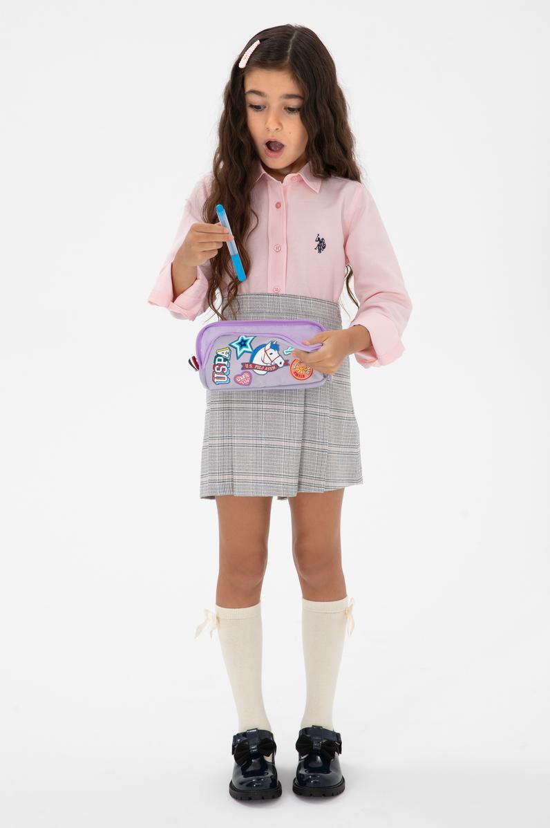 Kız Çocuk Açık Pembe Uzun Kollu Basic Gömlek