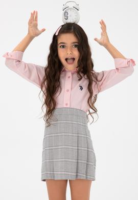 Kız Çocuk Açık Pembe Uzun Kollu Basic Gömlek - 50306588021