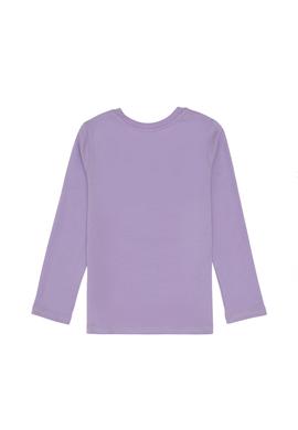 Kız Çocuk Lila Bisiklet Yaka Çiçek Baskılı Uzun Kol Tişört - 50313080001