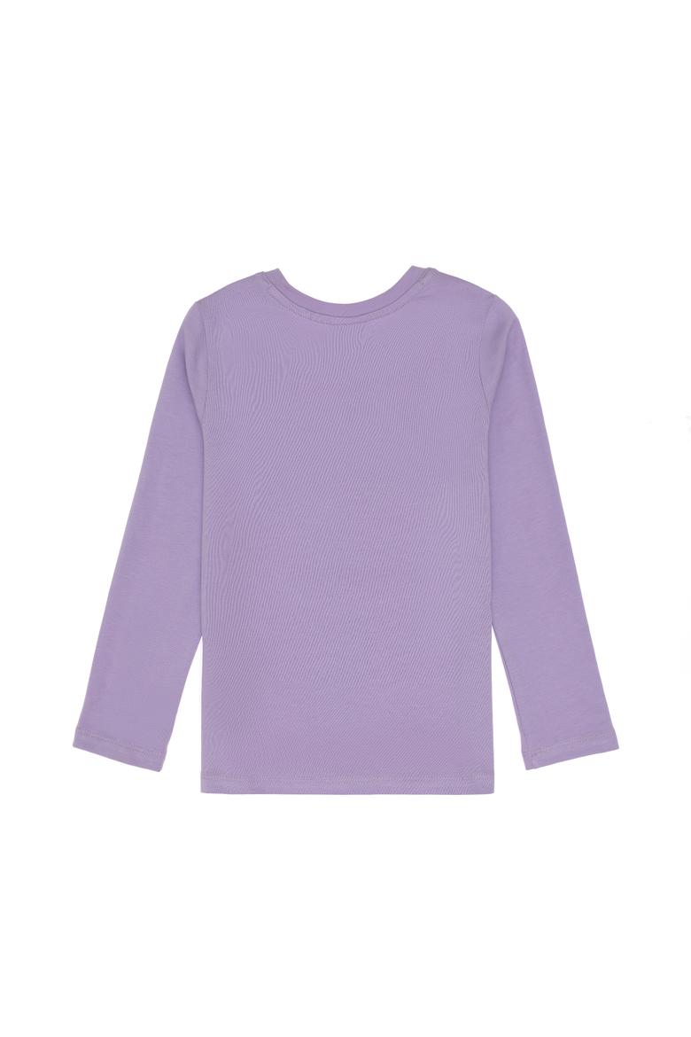 Kız Çocuk Lila Bisiklet Yaka Çiçek Baskılı Uzun Kol Tişört - 50313080001