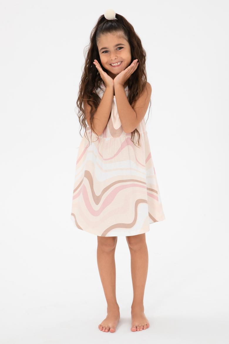 Kız Çocuk Bej Örme Elbise